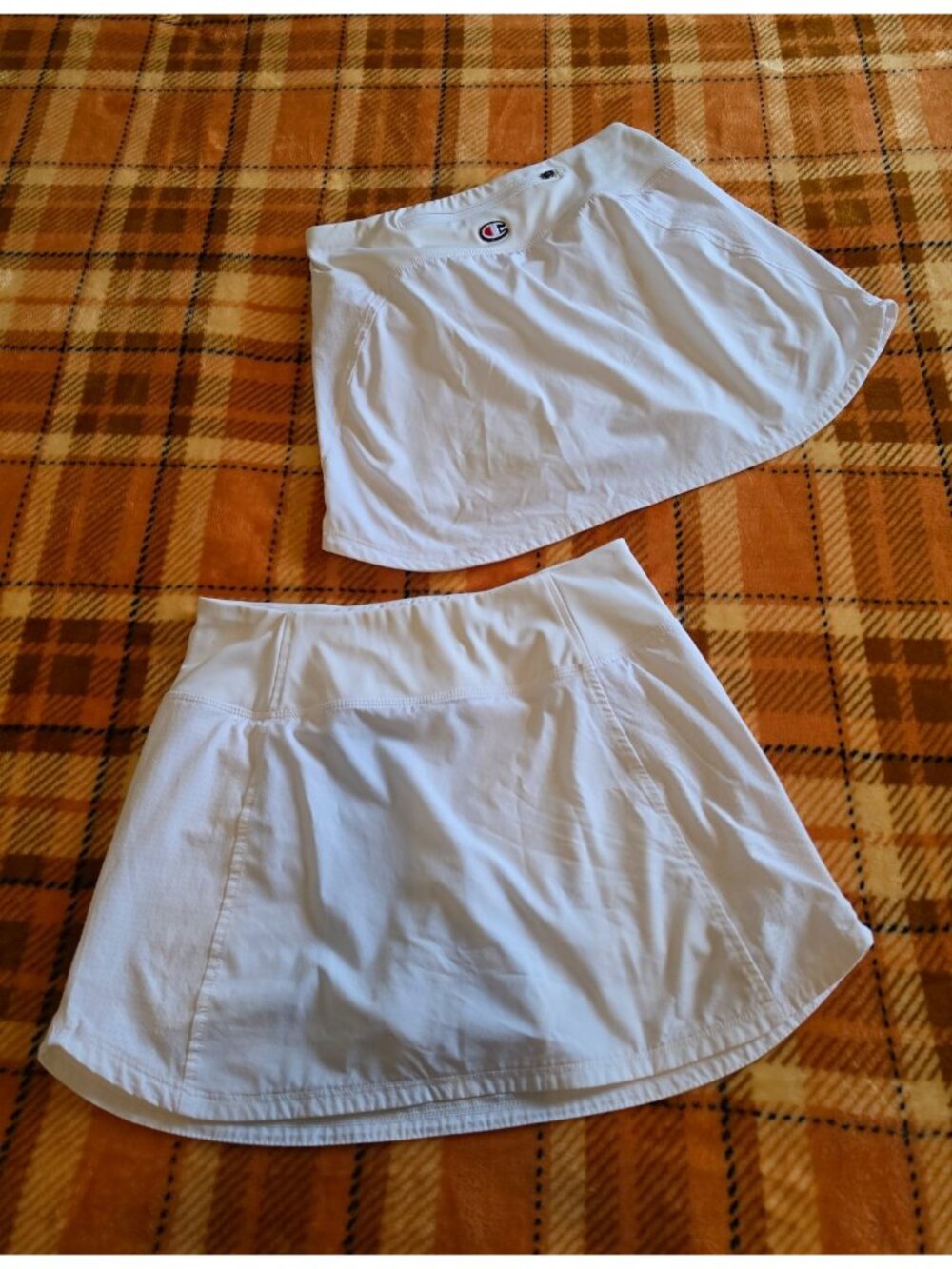 2pc Champion Women's White Tennis Skort XS Pull On Elastic Waist Stretch Short